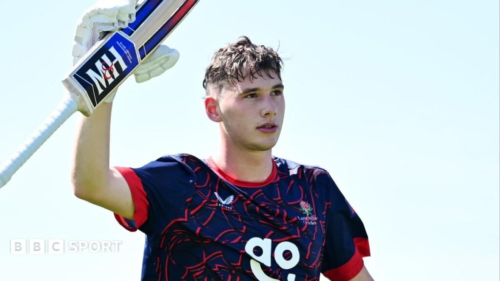 Rocky Flintoff: Teenager hits first professional century for Lancashire against Somerset