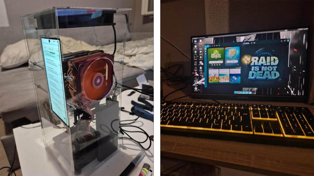 High-End Android Smartphone With 24GB RAM Turns Into Fully-Functional PC With Dual-CPU Cooler Mod And Transparent Case; Can Run Witcher 3 At 1080p Ultra Settings