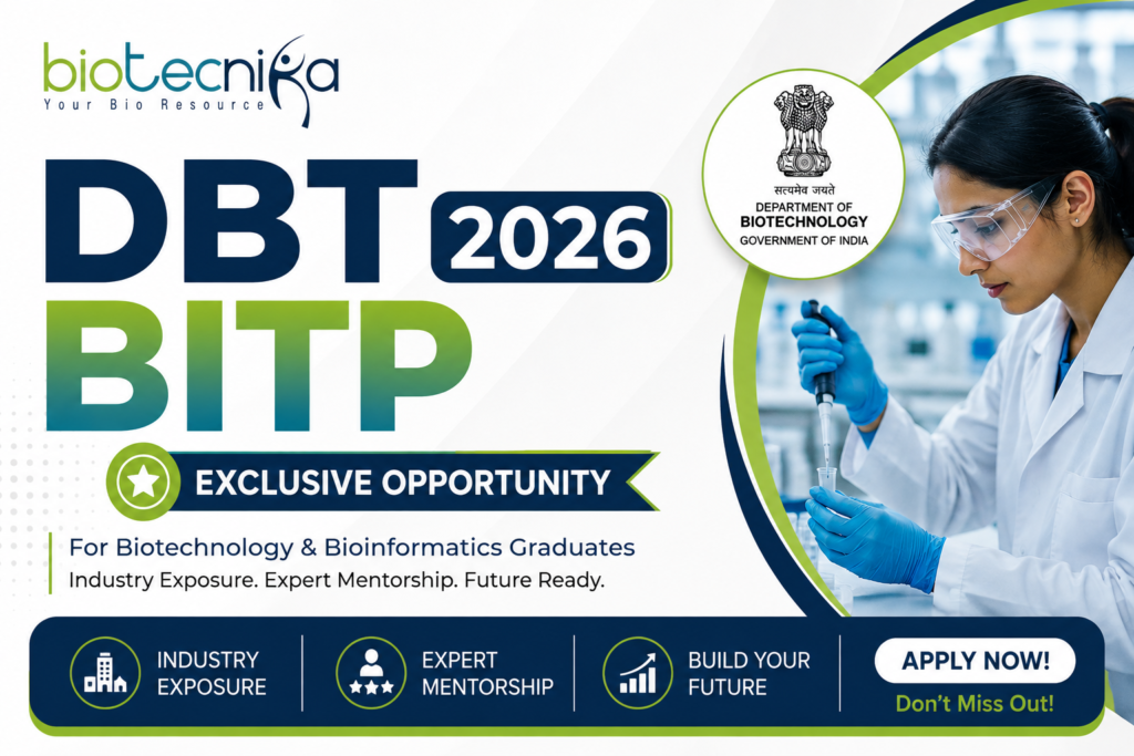DBT-BITP 2026-27 – Biotech Training Program by Govt of India