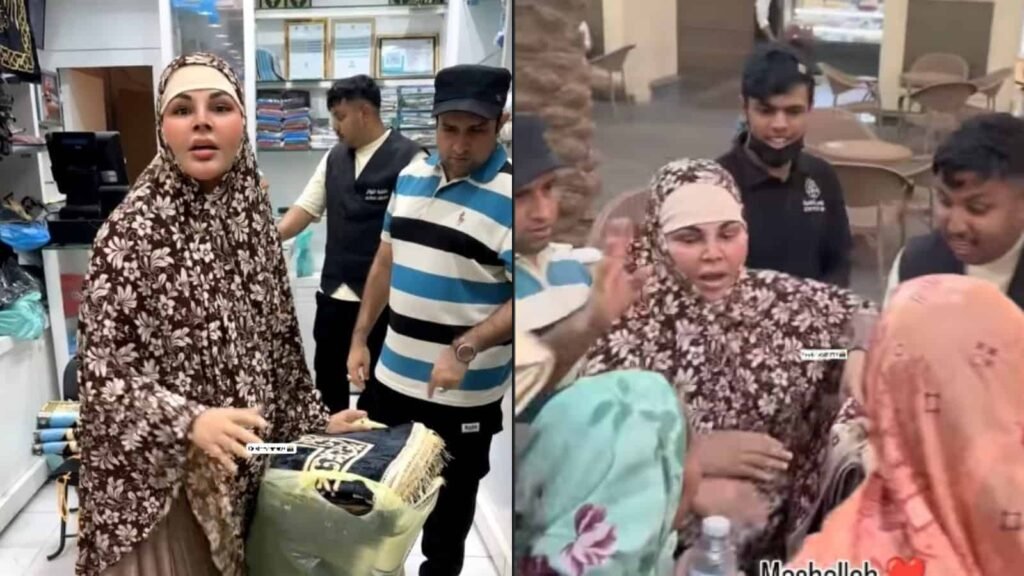Video: Rakhi Sawant mobbed in Makkah, crowd pulls her hijab